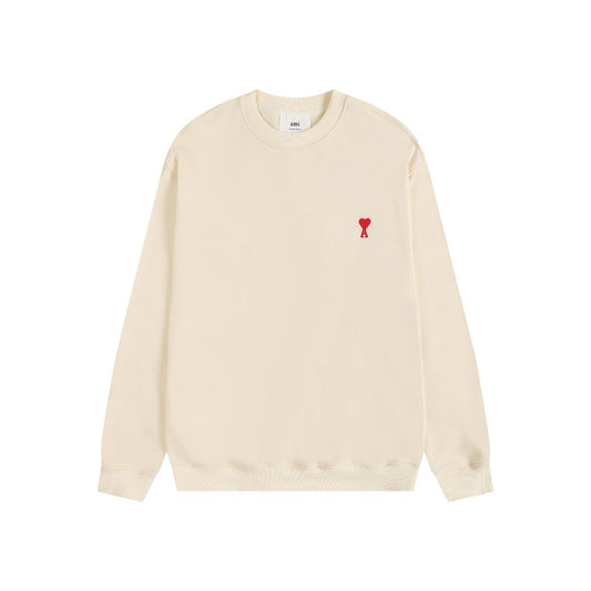 Ami Paris Sweatshirt Petit Logo Beige