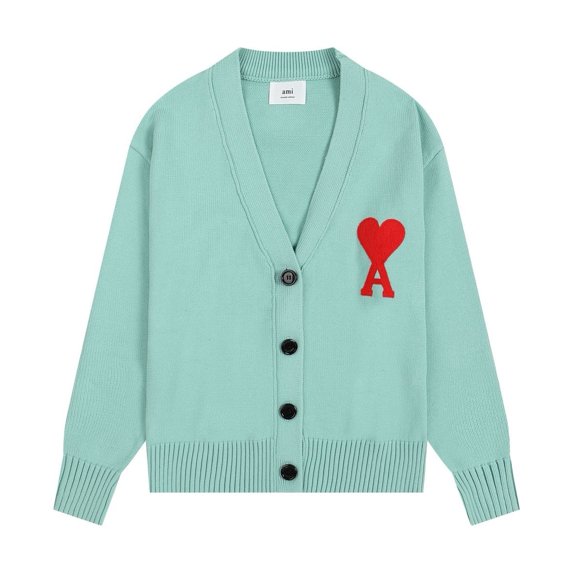 Ami Paris Sweater Tiffany/Red Logo