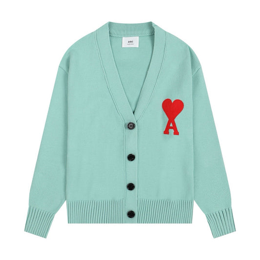 Ami Paris Sweater Tiffany/Red Logo