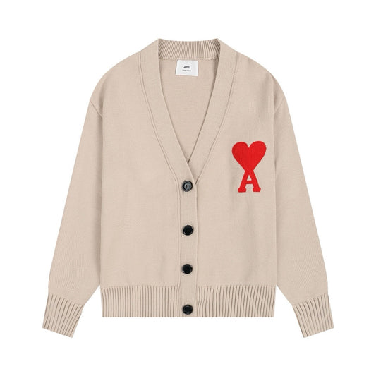 Ami Paris Sweater Beige/Red Logo