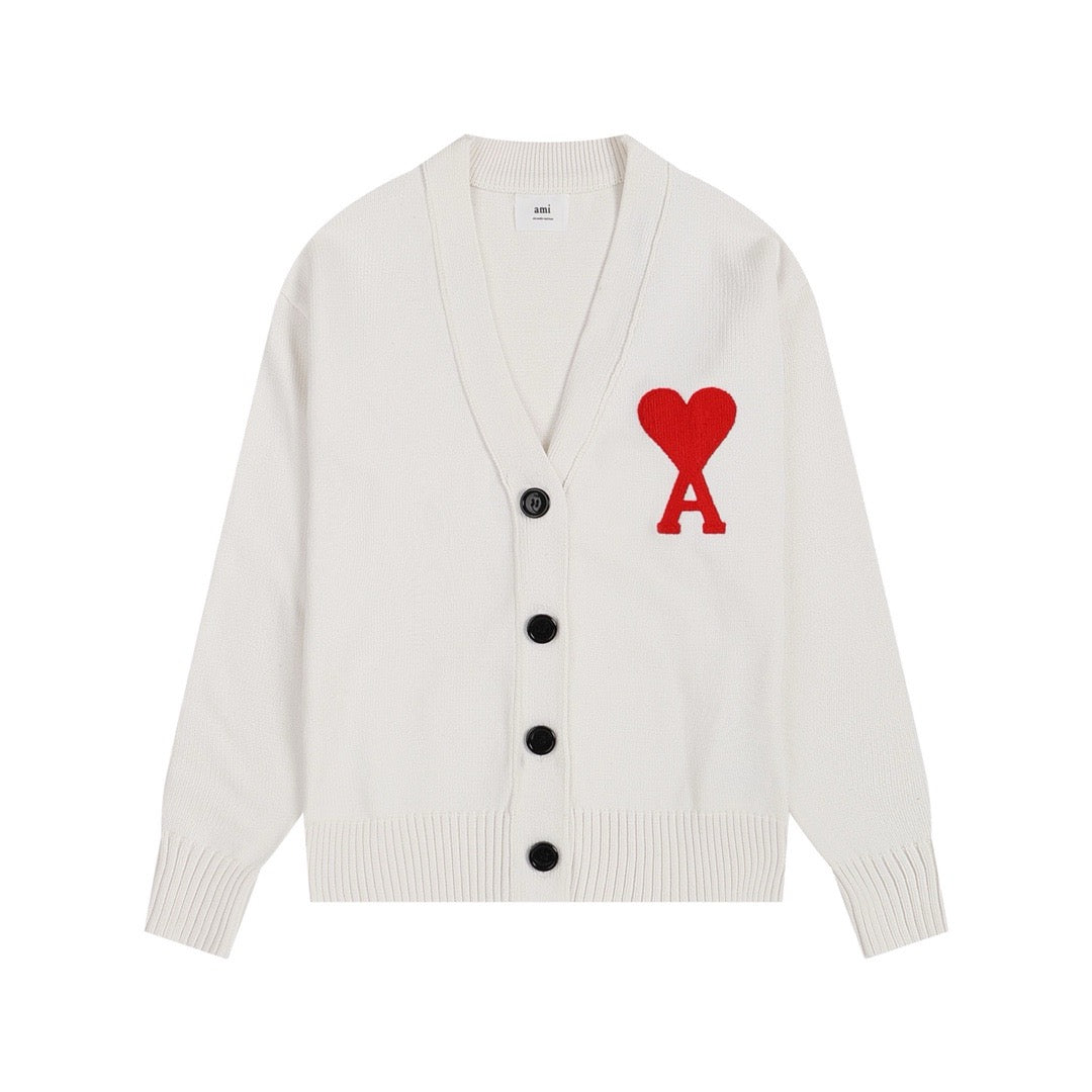 Ami Paris Sweater White/Red Logo