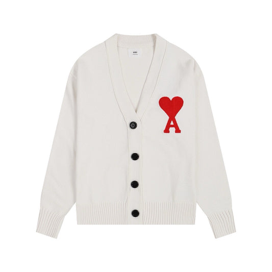 Ami Paris Sweater White/Red Logo