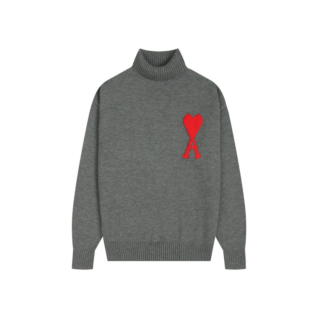 Ami Paris Red Ami De Coeur Sweater Grey