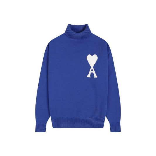 Ami Paris White Ami De Coeur Sweater Blue