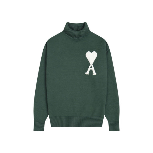 Ami Paris White Ami De Coeur Sweater Green