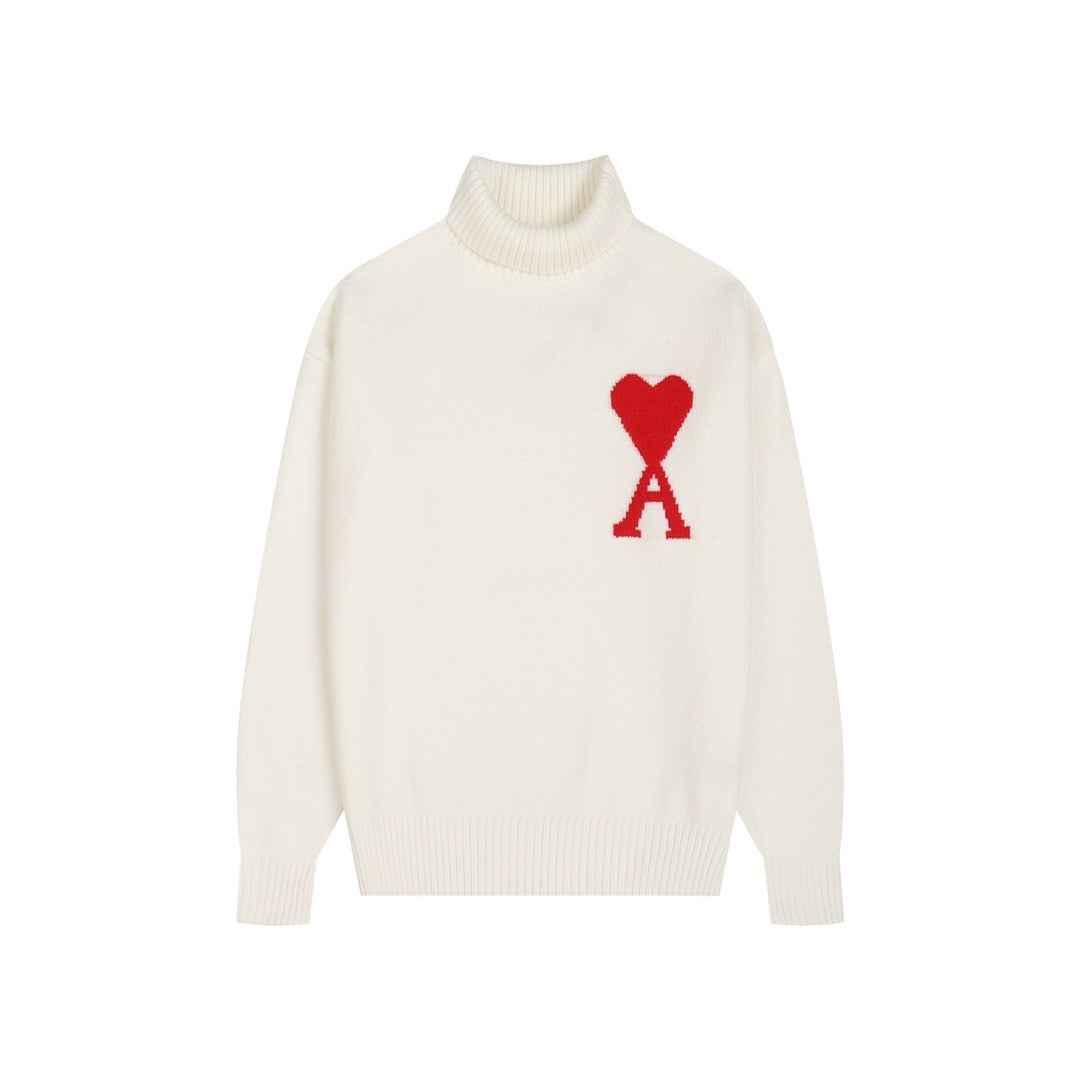 Ami Paris Red Ami De Coeur Sweater White