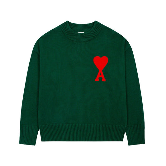 Ami Paris Sweatshirt Green/Red Logo