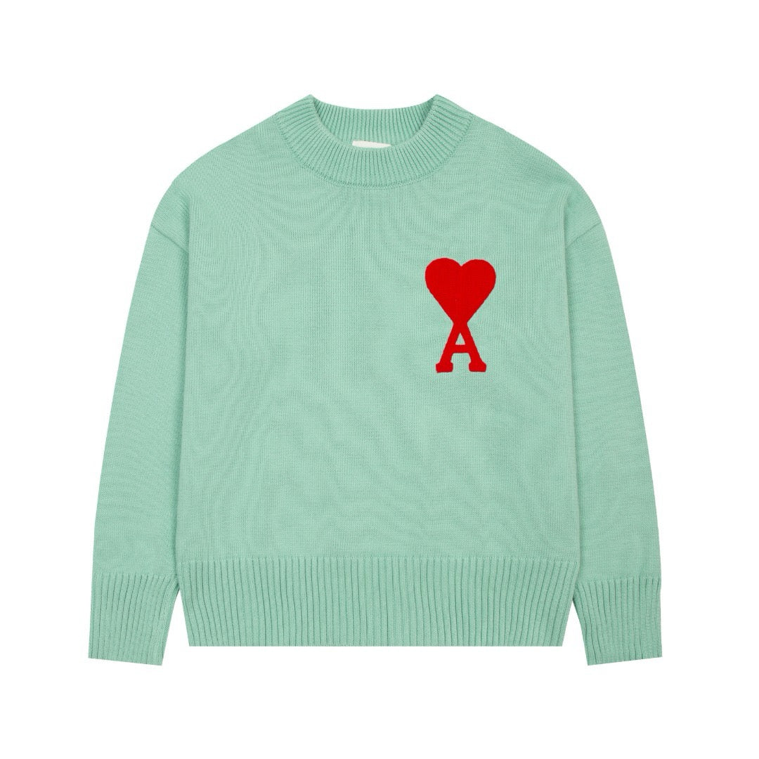 Ami Paris Sweatshirt Light Green/Red Logo