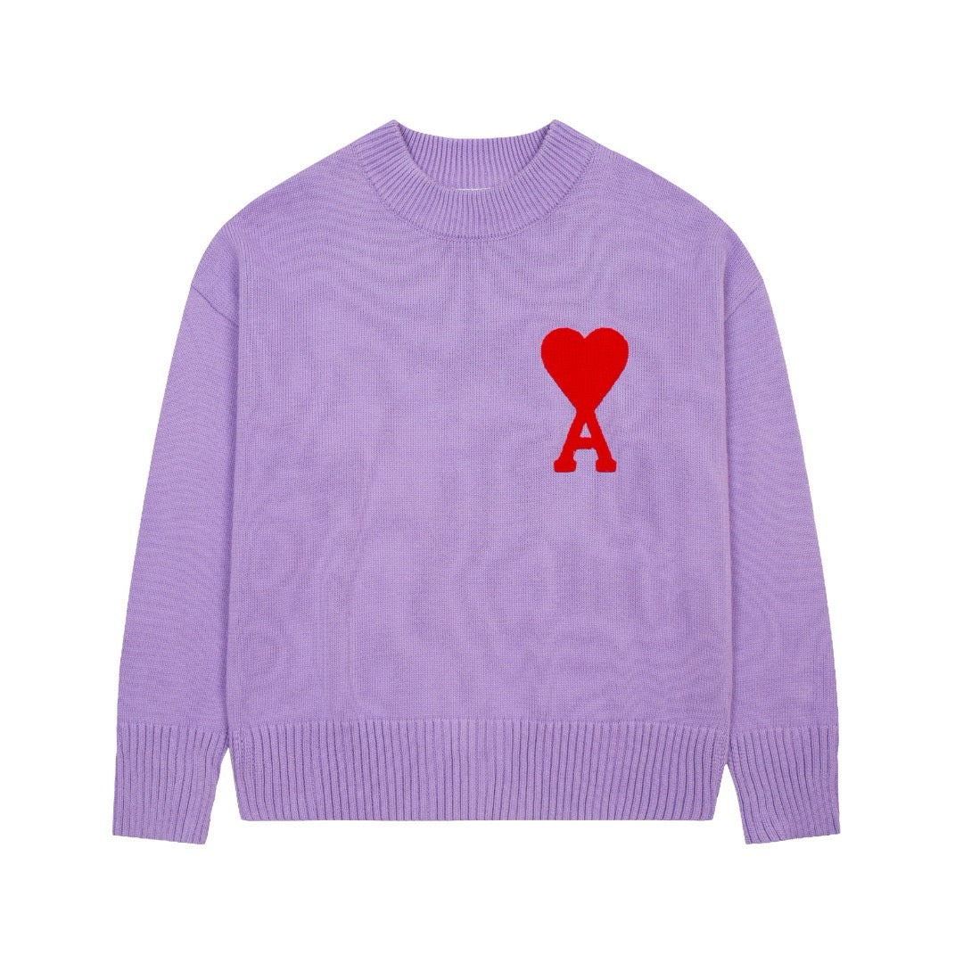 Ami Paris Sweatshirt Lavender/Red Logo