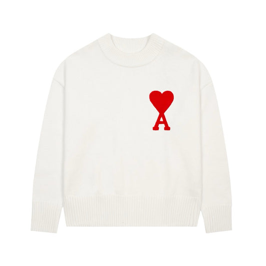 Ami Paris Sweatshirt White/Red Logo