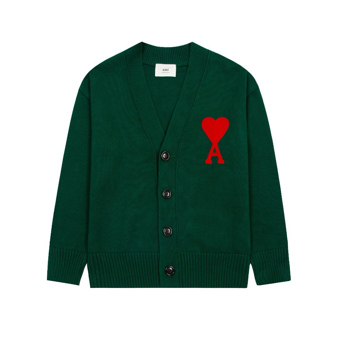 Ami Paris Ami De Coeur Sweater Green/Red