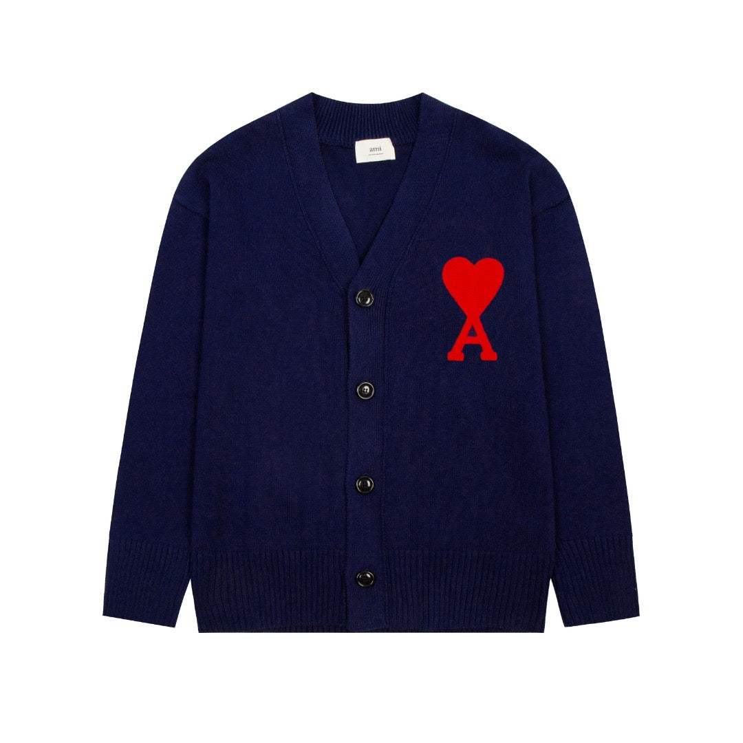 Ami Paris Ami De Coeur Sweater Dark Blue/Red