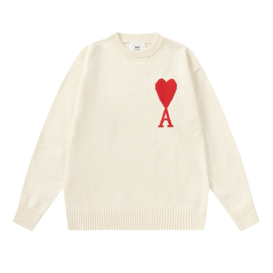 Ami Paris Sweatshirt Beige/Red Logo