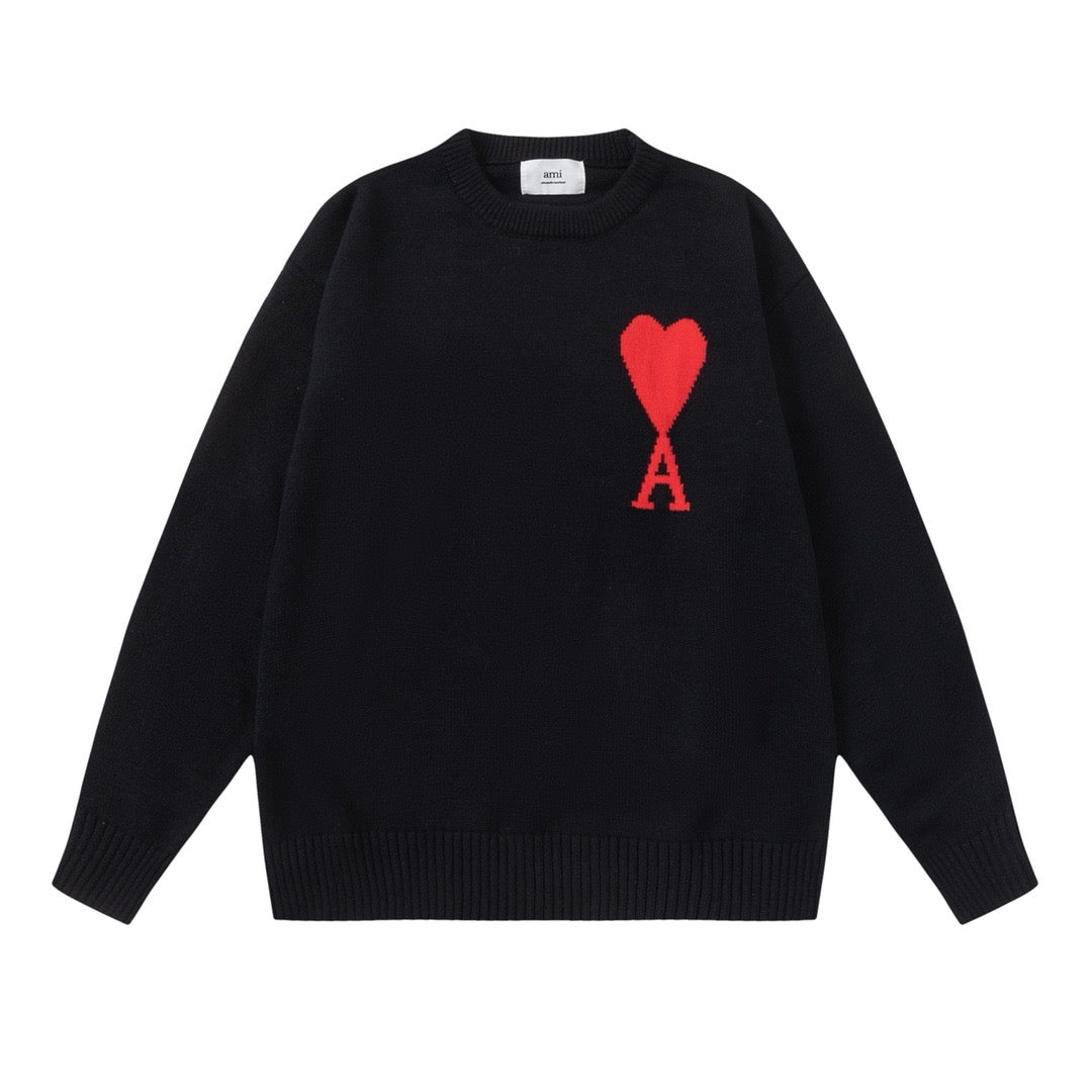 Ami Paris Sweatshirt Black/Red Logo