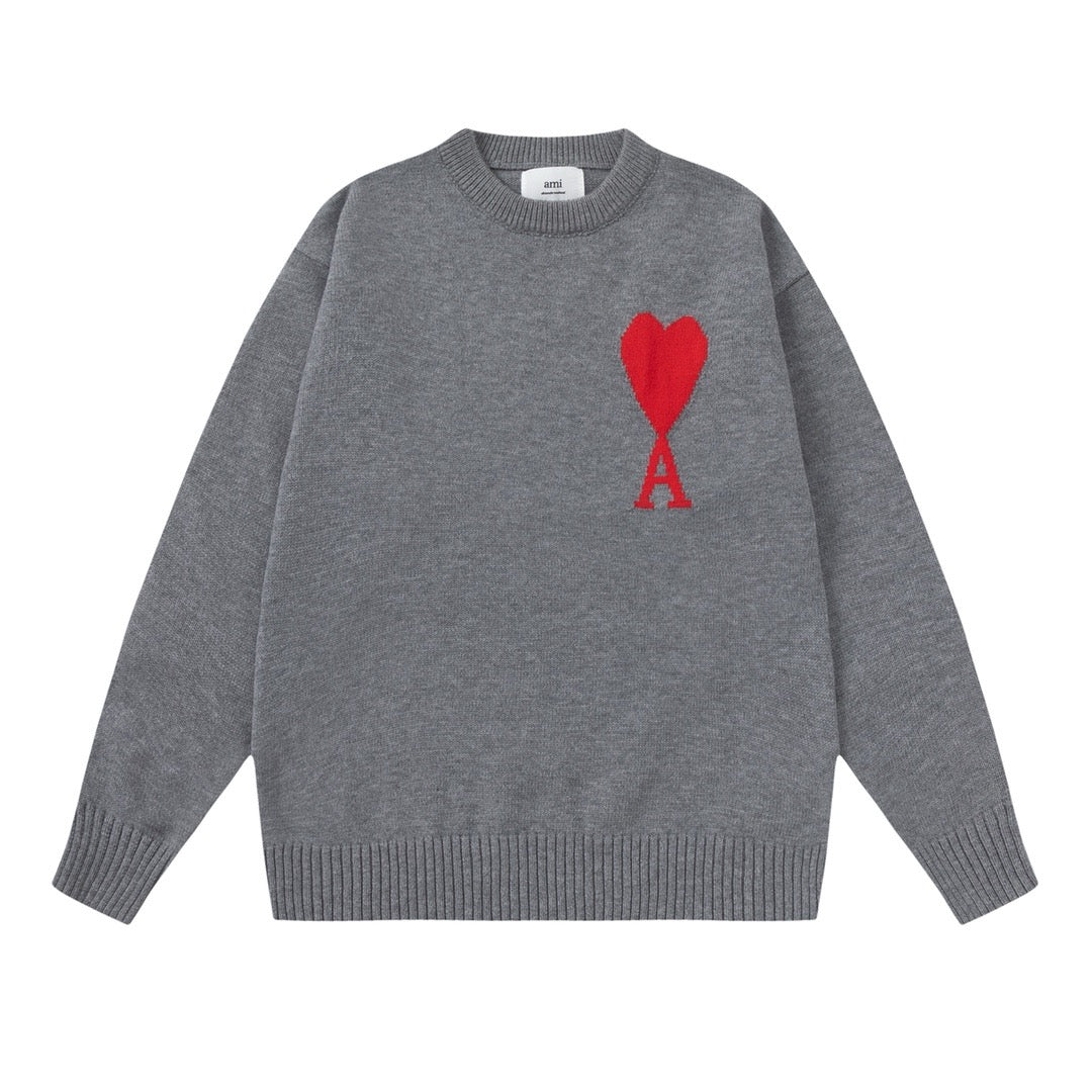 Ami Paris Sweatshirt Grey/Red Logo