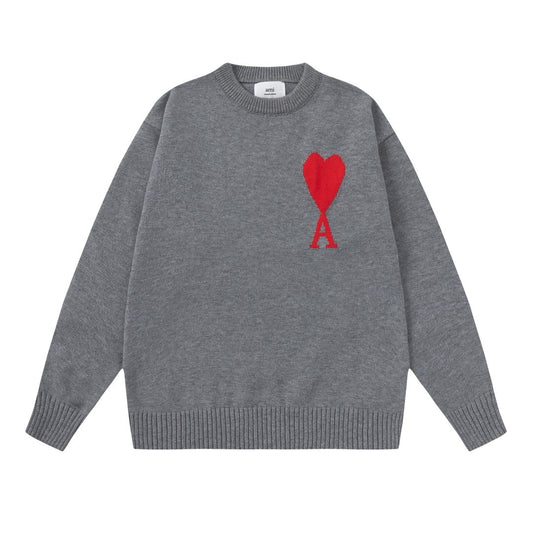 Ami Paris Sweatshirt Grey/Red Logo