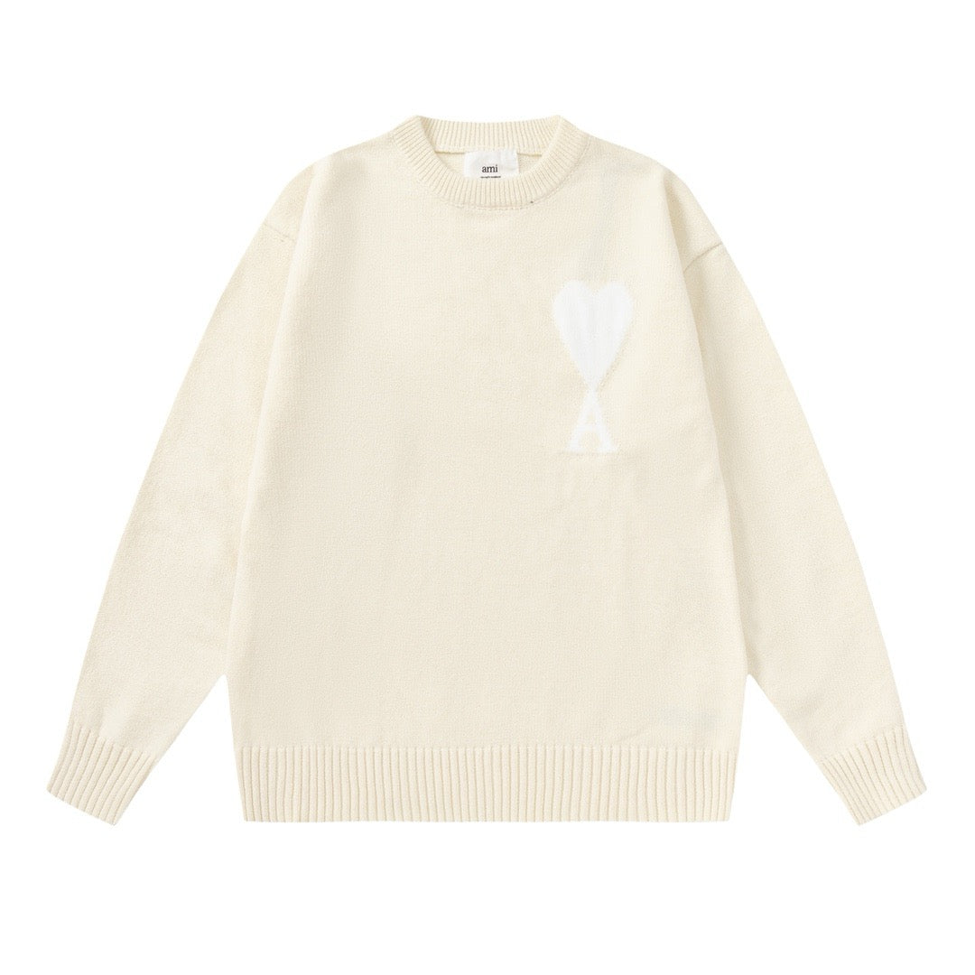 Ami Paris Sweatshirt Beige/White Color