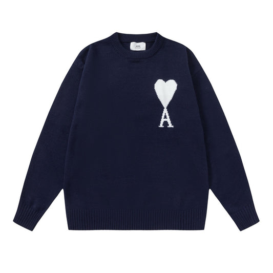 Ami Paris Sweatshirt Dark Blue/White Logo