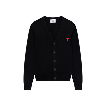 Ami Paris Ami De Coeur Extrafine Merino Wool Cardigan Black/Red