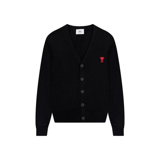 Ami Paris Ami De Coeur Extrafine Merino Wool Cardigan Black/Red