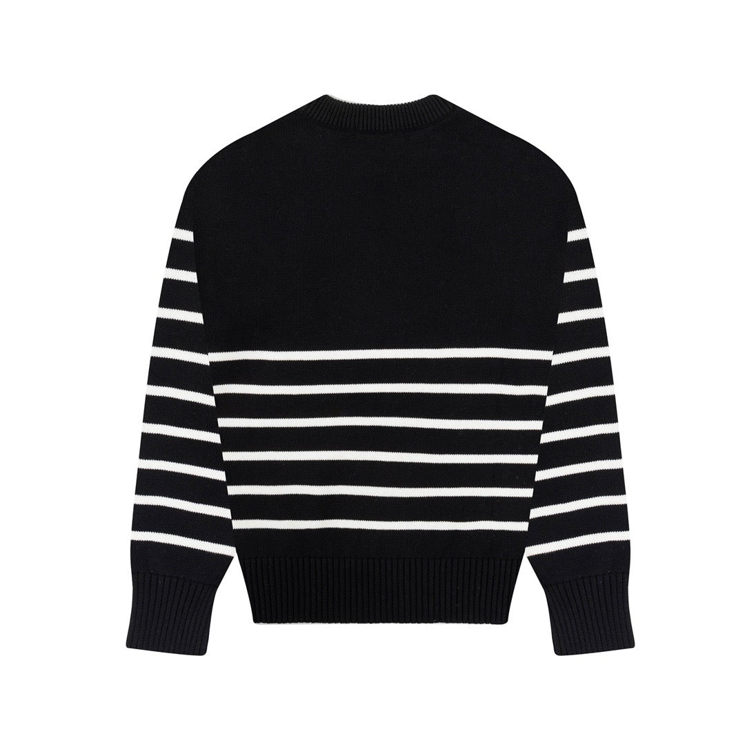 Ami Paris Ami De Coeur Striped Sweater Black/White/Red