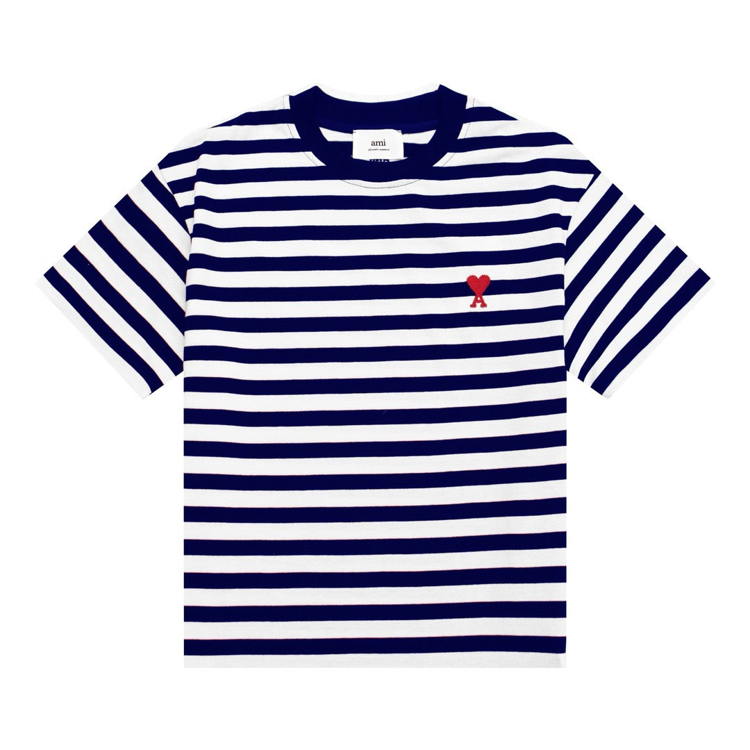 Ami Paris Small Red Ami De Coeur T-Shirt Dark Blue/White/Red