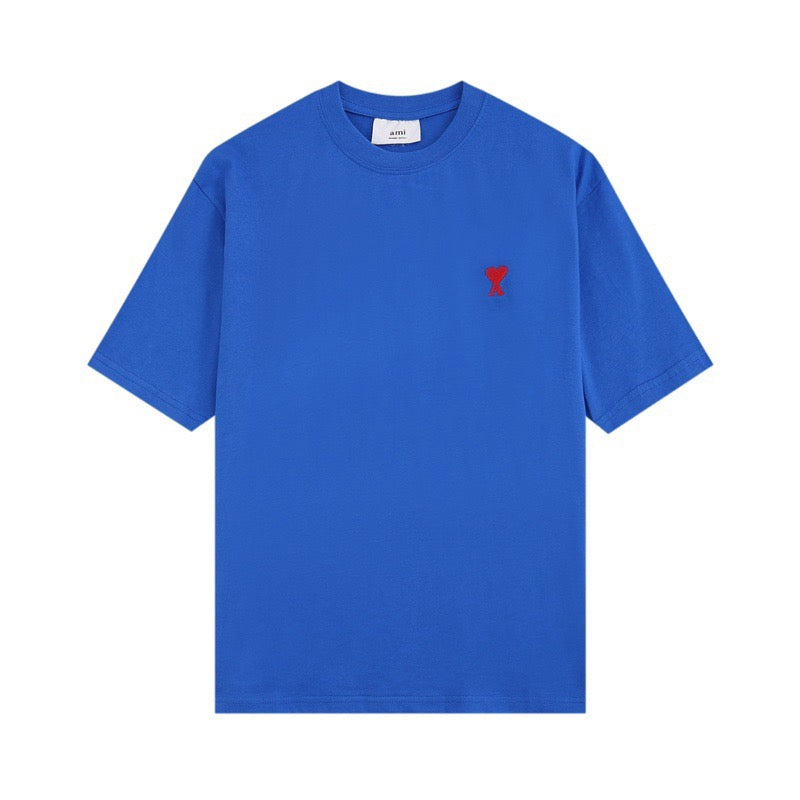 Ami Paris Small Red Ami De Coeur T-shirt Blue