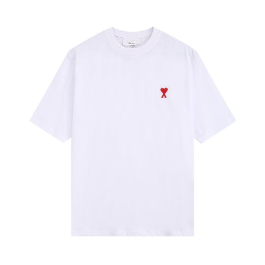 Ami Paris Small Red Ami De Coeur T-shirt White