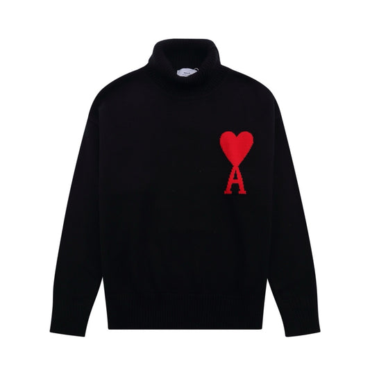 Ami Paris Red Ami De Coeur Sweater Black