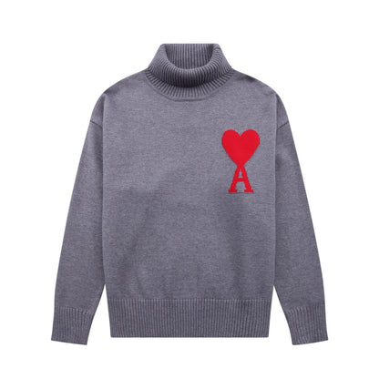 Ami Paris Red Ami De Coeur Sweater Grey