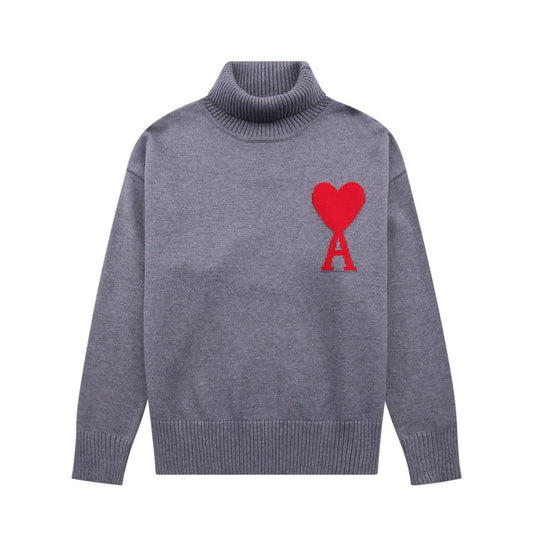 Ami Paris Red Ami De Coeur Sweater Grey