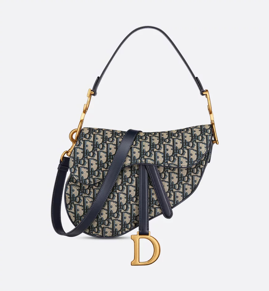 Saddle Bag with Strap Blue Dior