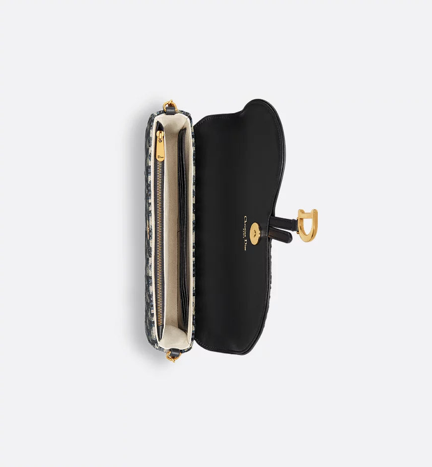 Saddle Pouch with Chain Blue Dior