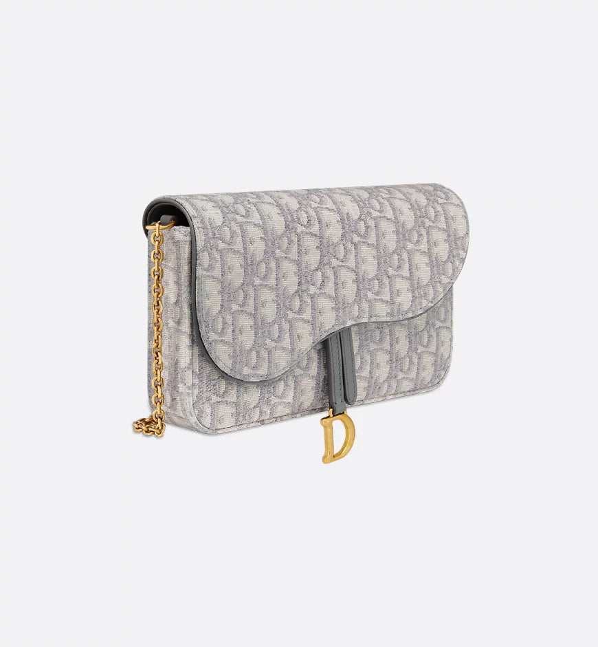 Saddle Pouch with Chain Gray Dior