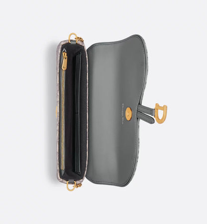 Saddle Pouch with Chain Gray Dior