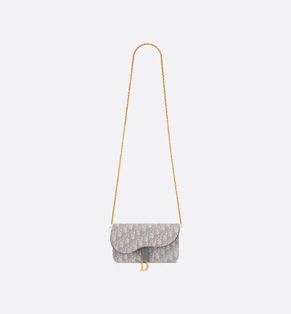 Saddle Pouch with Chain Gray Dior