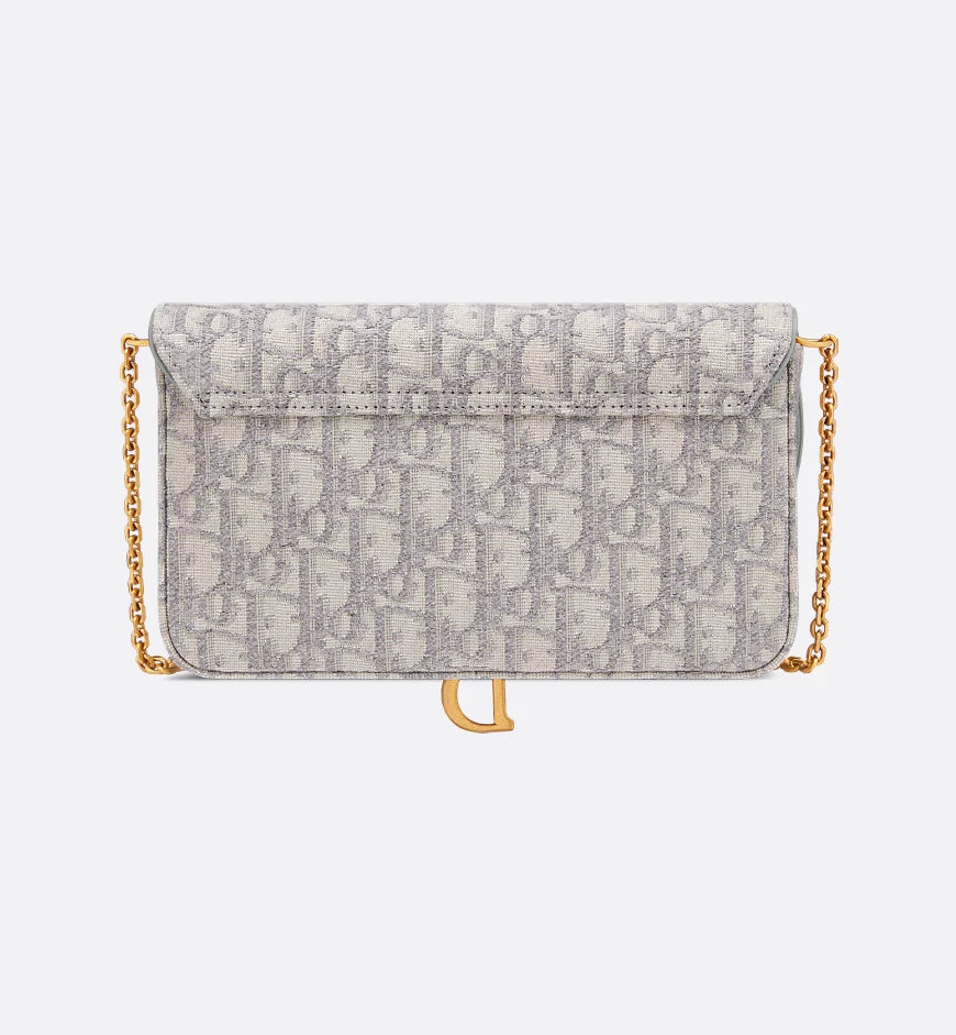 Saddle Pouch with Chain Gray Dior