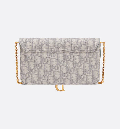 Saddle Pouch with Chain Gray Dior