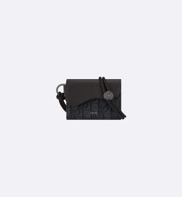 Dior Saddle Flap Card Holder Black