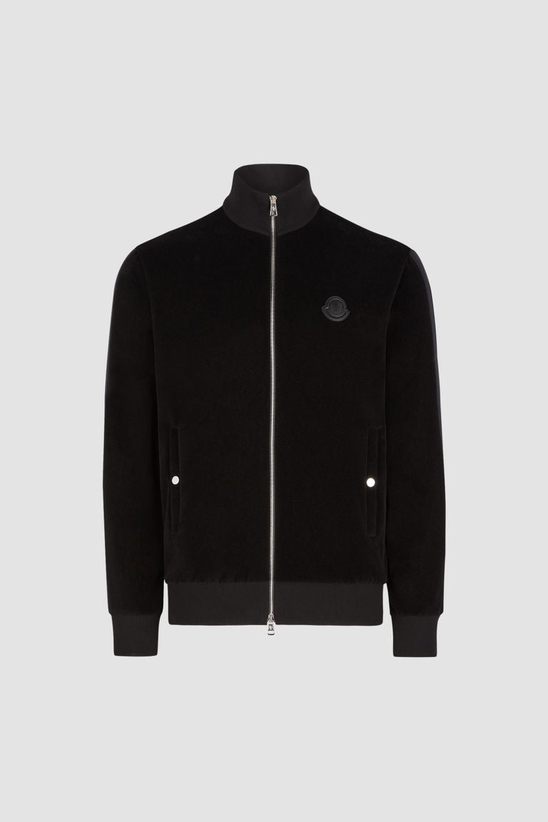 Chenille Zip-Up Sweatshirt Men Black