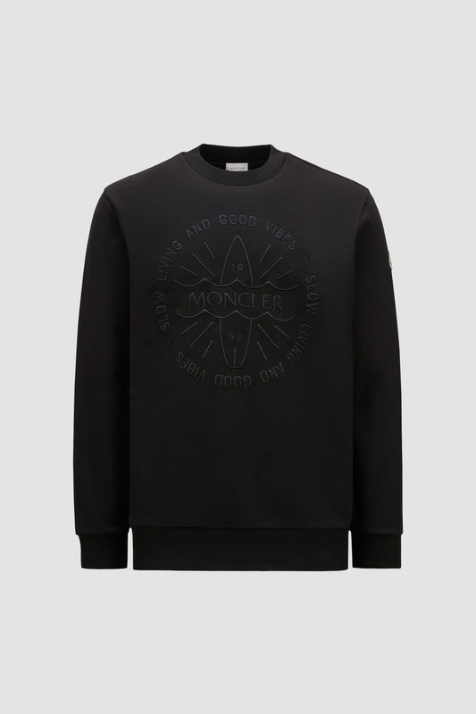 Embroidered Surf Motif Sweatshirt Men Black