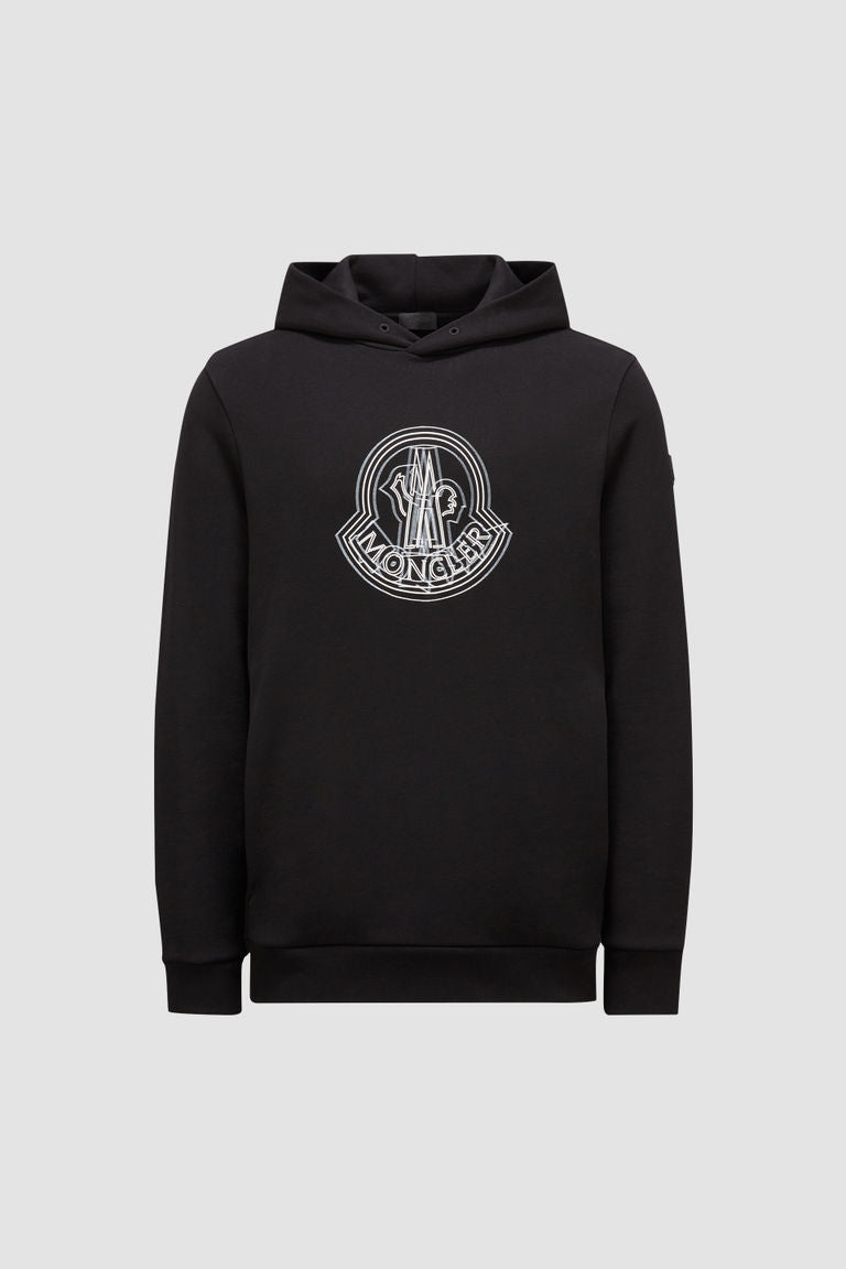 Logo Motif Hoodie Men Black