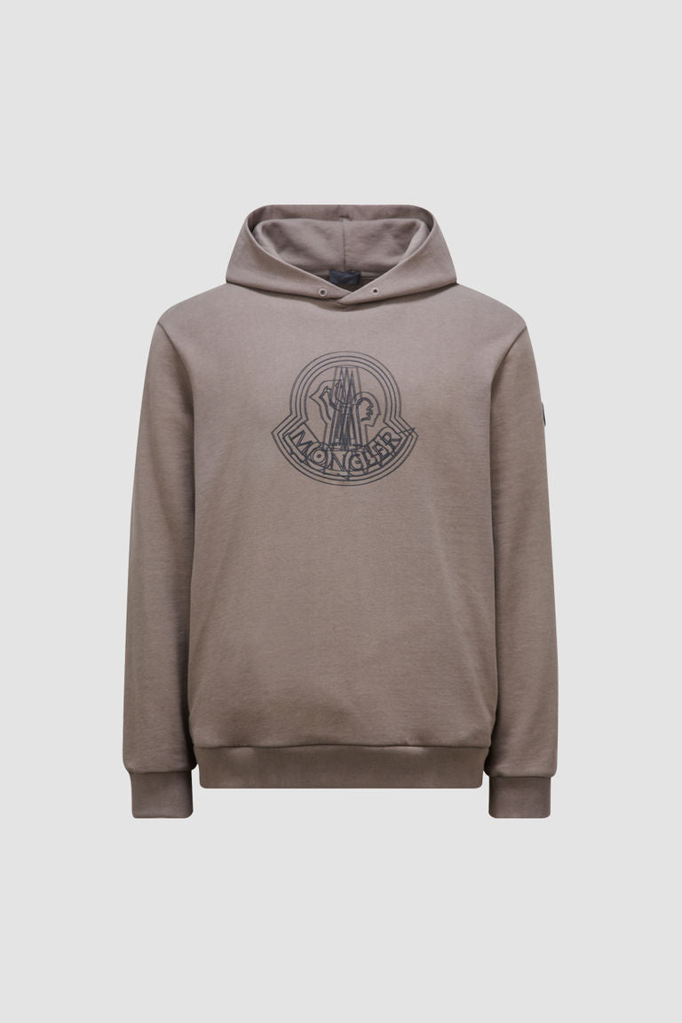 Logo Motif Hoodie Men Grey/Brown