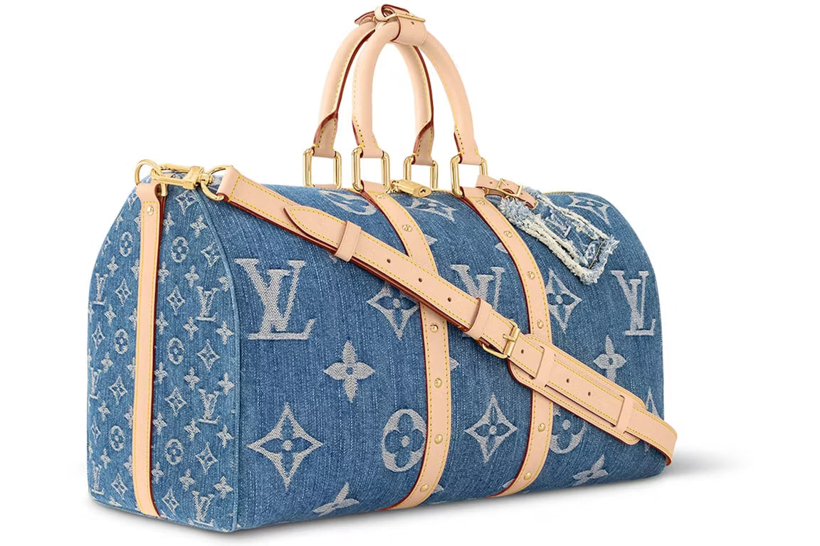 Louis Vuitton Keepall Bandouliere 45 Monogram Denim Blue