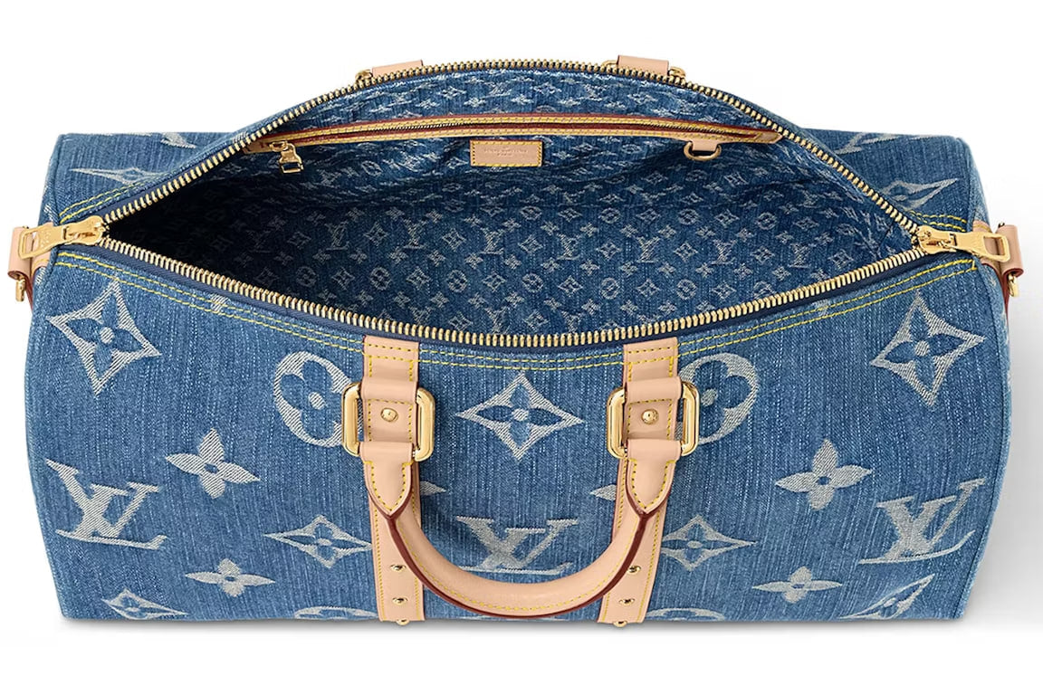 Louis Vuitton Keepall Bandouliere 45 Monogram Denim Blue