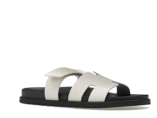 Hermes Chypre Sandal Blanc Epsom Leather