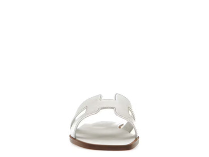 Hermes Oran Sandal Blanc Box Calfskin Leather