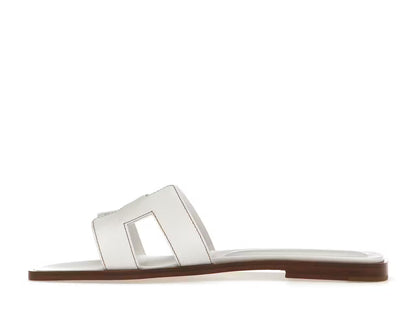 Hermes Oran Sandal Blanc Box Calfskin Leather