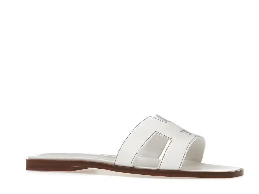 Hermes Oran Sandal Blanc Box Calfskin Leather