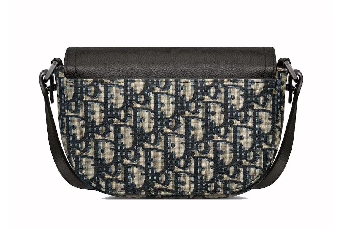 Dior Mini Saddle Messenger Bag with Flap Beige and Black Dior Oblique Jacquard with Black